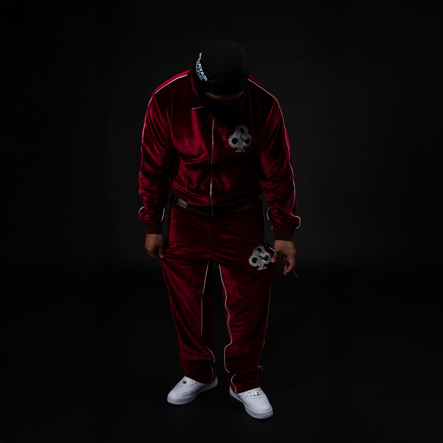 LUXURY DISTRESSED VELOUR TROUSERS