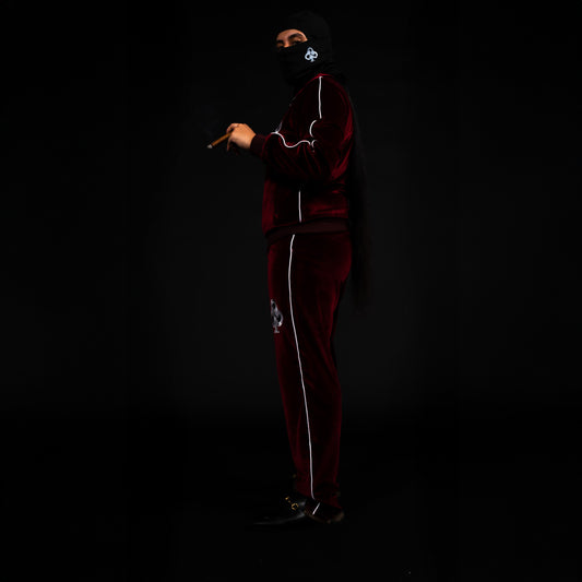 LUXURY DISTRESSED VELOUR TROUSERS